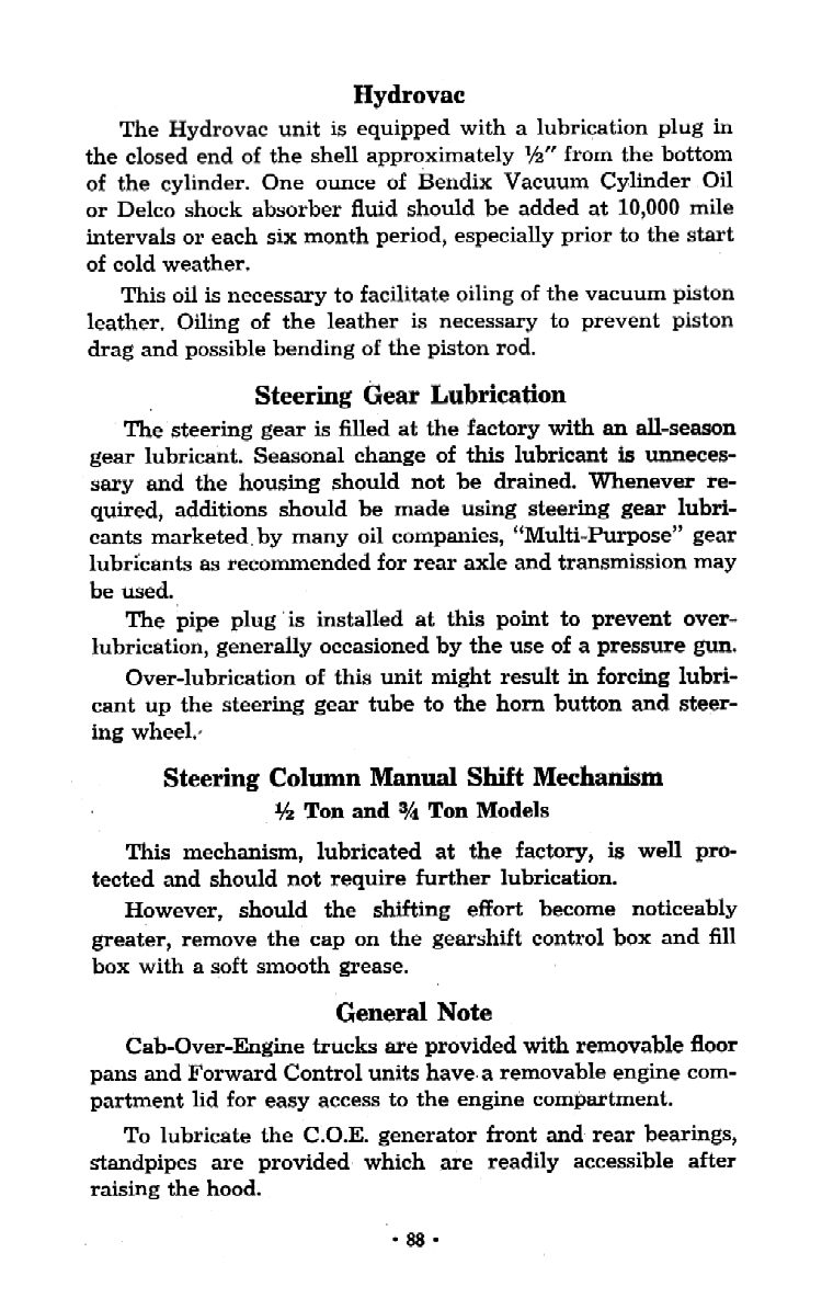 1953 Chevrolet Trucks Operators Manual Page 86